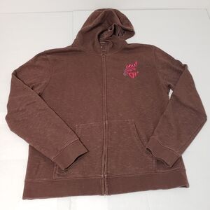 Cowgirl Hardware zip up hoodie sweatshirt Women's xl brown with pink embroidery